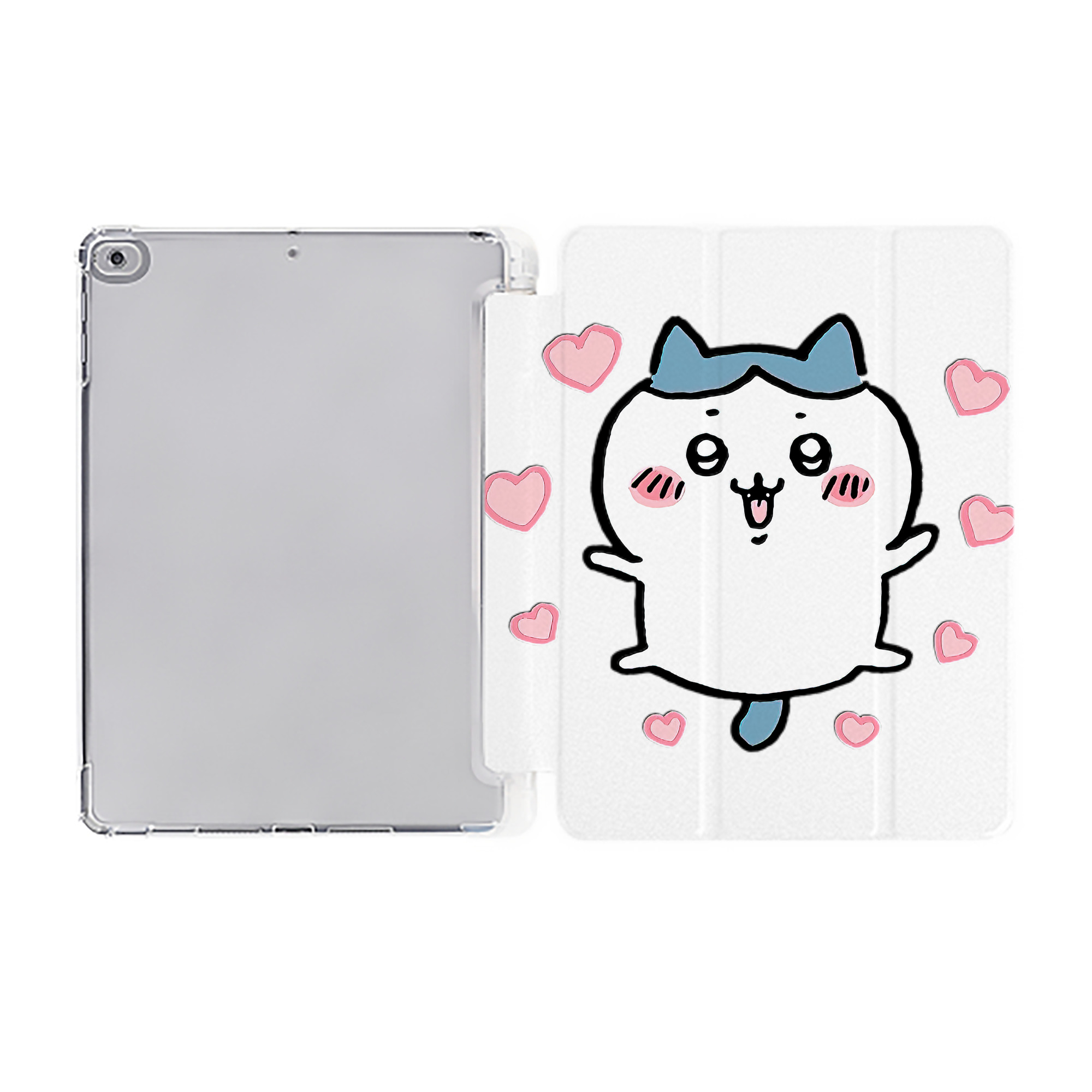 （画像用） ちいかわ ハチワレ Chii-kawa hachiware IPad ケース ペン収納付き 三つ折りスタンド PUレザー×シリコン 対応機種9.5/10.5/10.9インチ